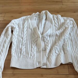 Big Girl's Cream Cable Knit cardigan